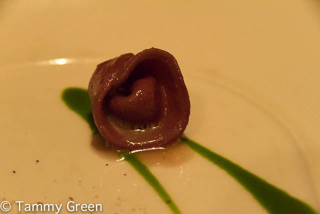 Miso Tortellini with Red Cabbage, Turnip Confit & Ponzu