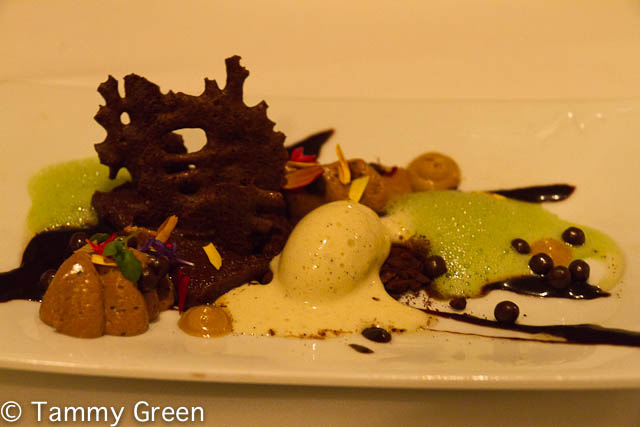 Mocha Ice Cream with Almond Dacquoise & Steamed Cardamom Cake