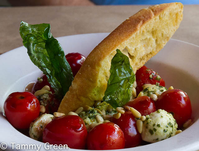 Caprese Salad with Fried Basil